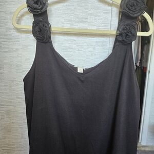Cato Black Tank Top with Floral Strap Details